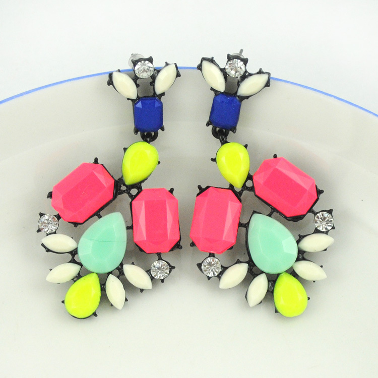 Chandelier Earrings, Neon Earrings, Geometric Earrings, Rhinestones Earrings, Geometric Earrings